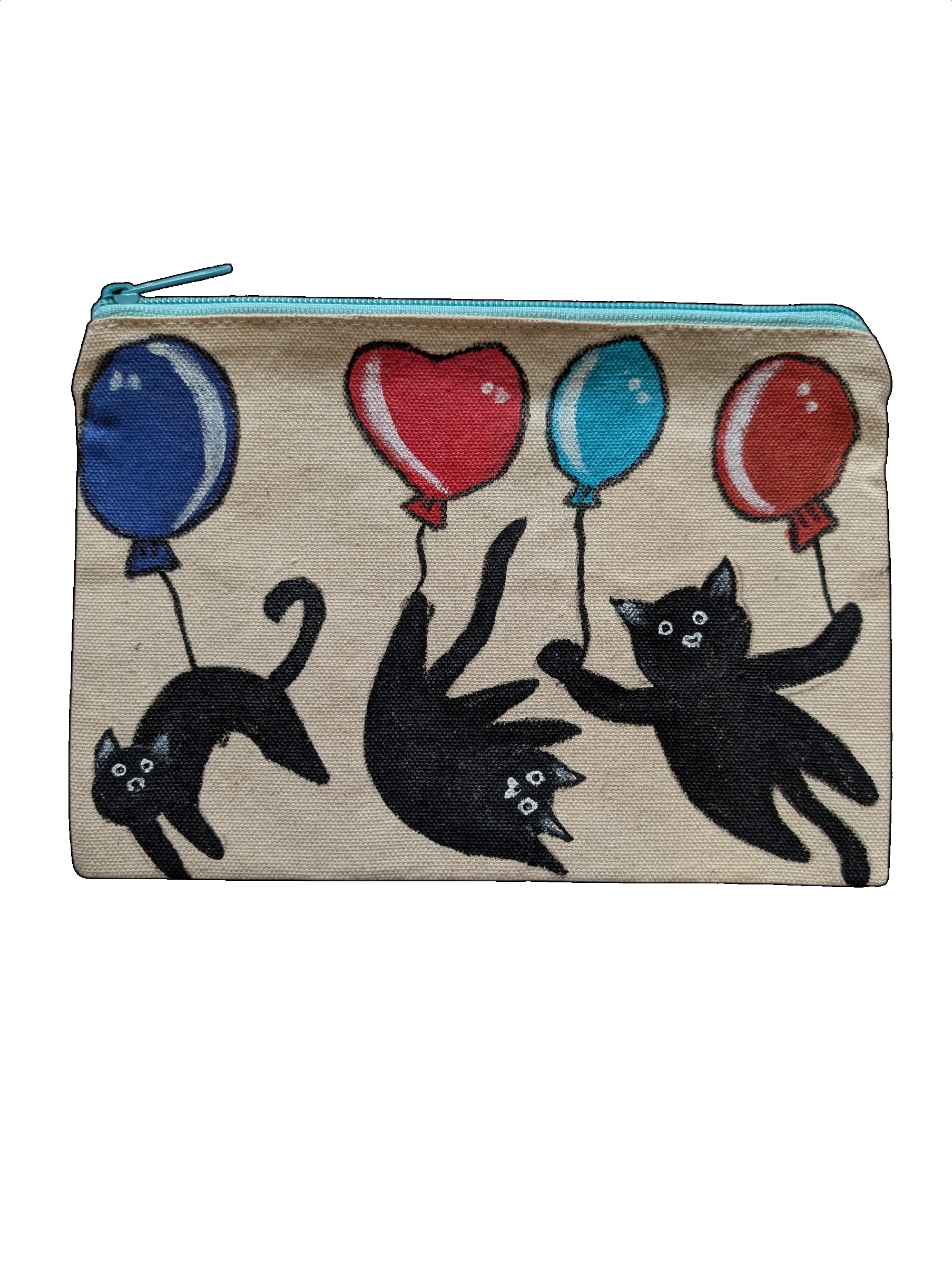 Canvas Zipper Pouch Hand Painted Black Cat Gift Makeup Organizer - Image 2