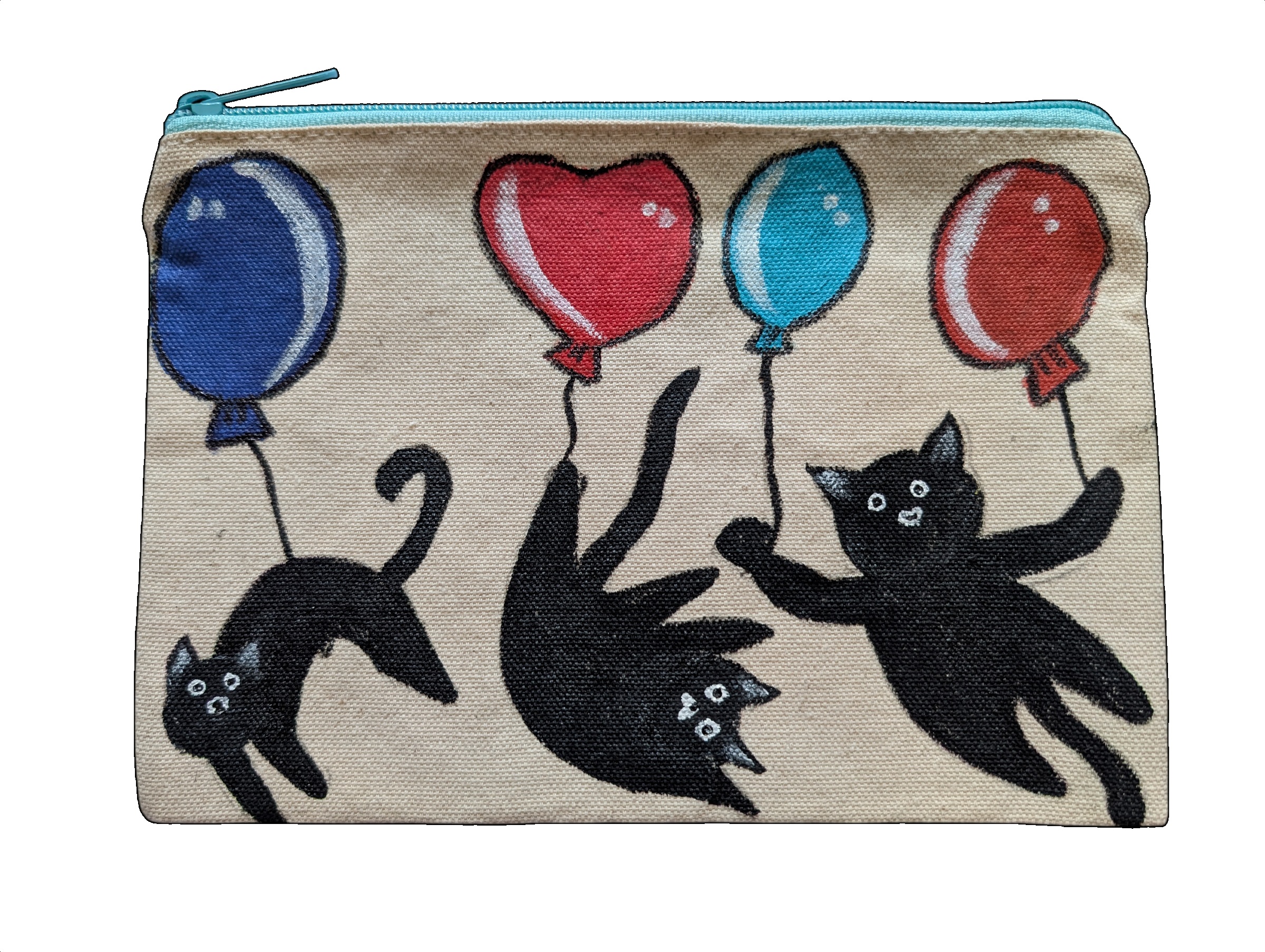 Canvas Zipper Pouch Hand Painted Black Cat Gift Makeup Organizer - Image 3