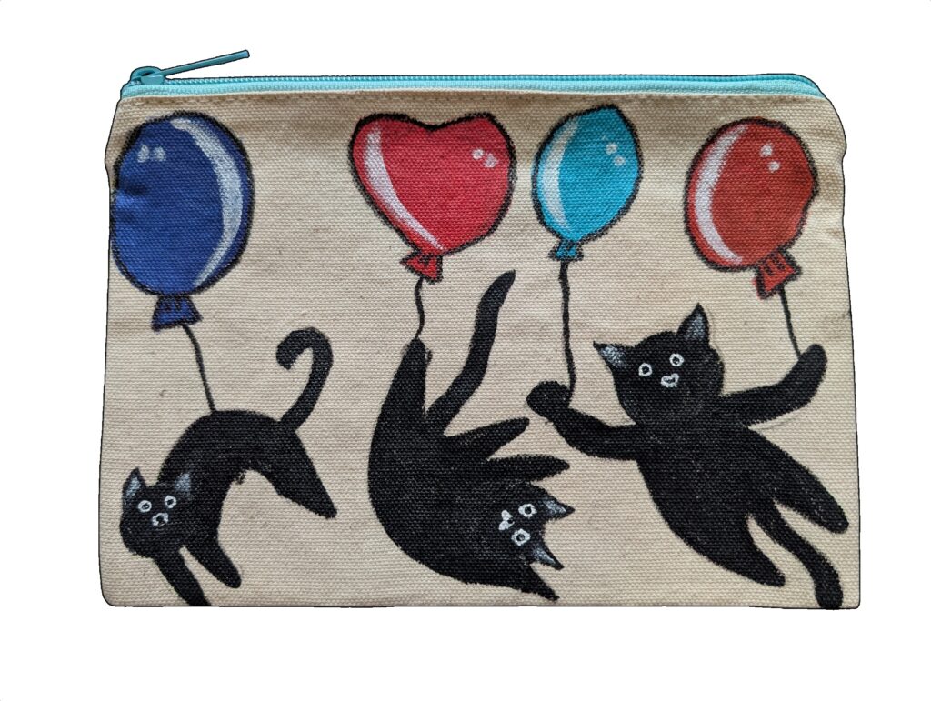 zipper pouch balloon cat